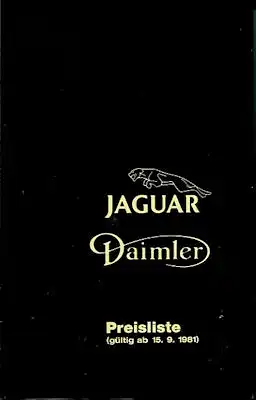 Jaguar / Daimler Preisliste 9.1981