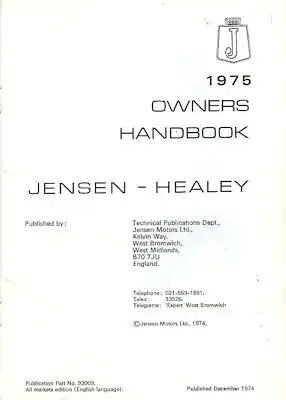 Jensen-Healey Bedienungsanleitung 12.1974