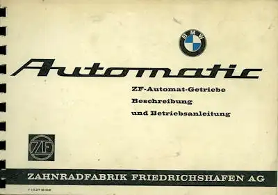 BMW ZF-Automatic Getriebe Bedienungsanleitung 1969