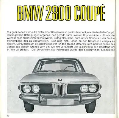 BMW Faszination Neue 6 Zylinder Modelle Broschüre 9.1968