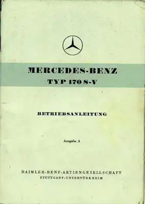 Mercedes-Benz 170 S-V Bedienungsanleitung 8.1953