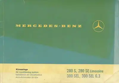 Mercedes-Benz W108 Klimaanlage Bedienungsanleitung 7.1970