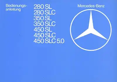 Mercedes-Benz 280 SL-450 SLC 5.0 Bedienungsanleitung 9.1979 Reprint 1986