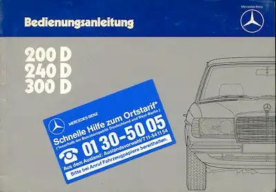 Mercedes-Benz 200D-300D Bedienungsanleitung 11.1983