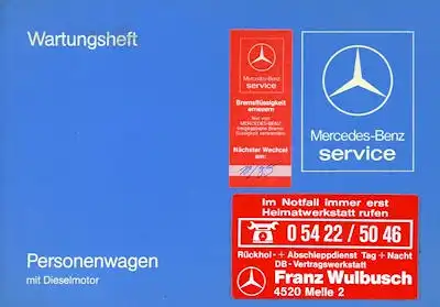 Mercedes-Benz Typ 123 Diesel Wartungsheft 12.1981