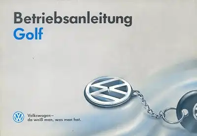 VW Golf 3 Bedienungsanleitung 7.1992