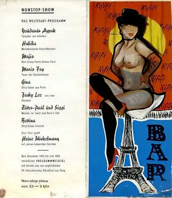 Programm / Speise- und Getränkekarte Rififi-Bar 1962-1963
