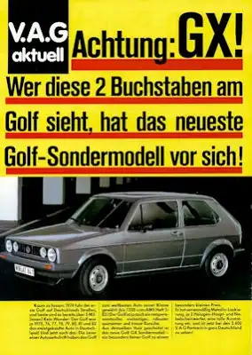 VW Golf 1 GX Prospekt ca. 1982