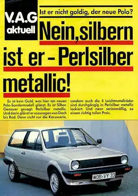 VW Polo 2 Perlsilber Prospekt ca. 1982