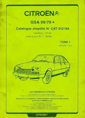 Citroen GSA Ersatzteilliste 9.1979
