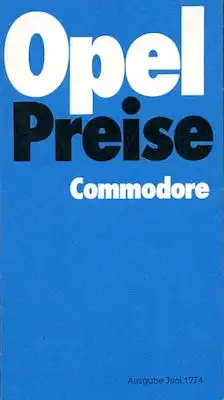 Opel Commodore Preisliste 6.1974