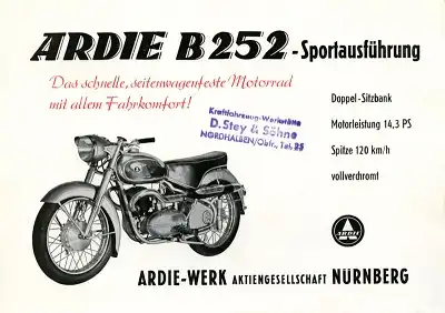 Ardie B 252 Sportausführung Prospekt 1952