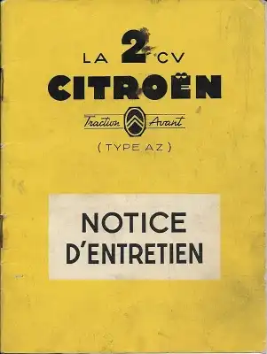 Citroen 2 CV Type AZ Bedienungsanleitung Notice d`Entretien 9.1955