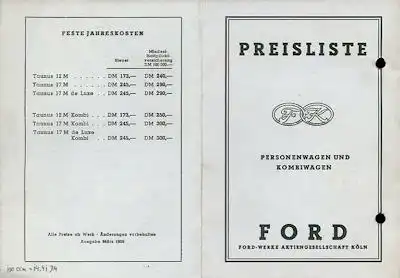 Ford Preisliste 3.1959