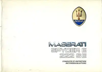 Maserati Spyder E / 222 SE Bedienungsanleitung 4.1990