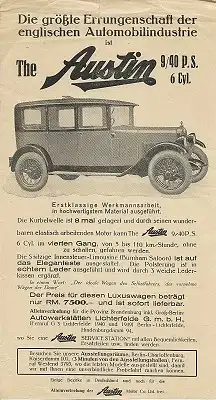 Austin 9/40 PS Prospekt ca. 1930