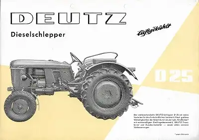 Deutz D 25 Dieselschlepper Prospekt 10.1960
