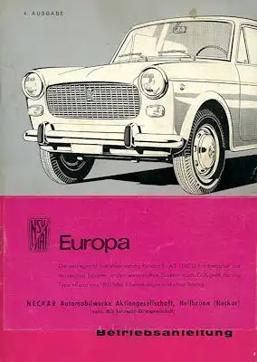 NSU-Fiat Europa / 1100 D Bedienungsanleitung 7.1963