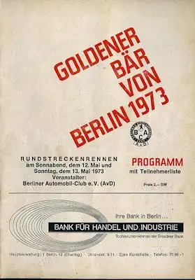 Programm AVUS 12./13.5.1973