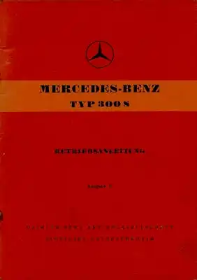 Mercedes-Benz 300 S Bedienungsanleitung ca. 1953
