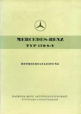 Mercedes-Benz 170 S-V Bedienungsanleitung 8.1953