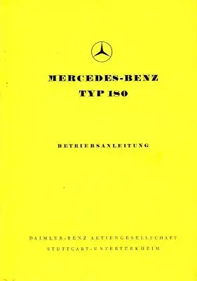 Mercedes-Benz 180 Bedienungsanleitung 11.1955 / Reprint 1985