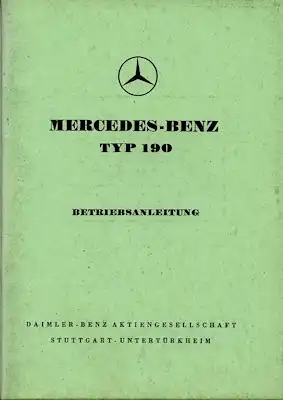 Mercedes-Benz 190 Bedienungsanleitung 7.1958