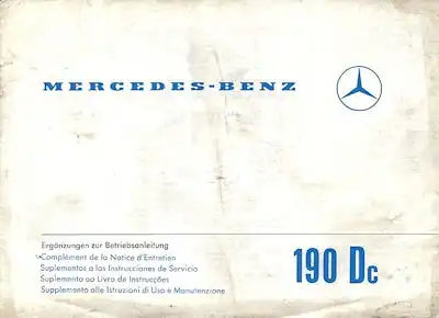 Mercedes-Benz 190 Dc Ergänzung zur Bedienungsanleitung 8.1963
