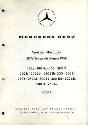 Mercedes-Benz 190 - 300 SEL Reparaturanleitung 8.1959-1967