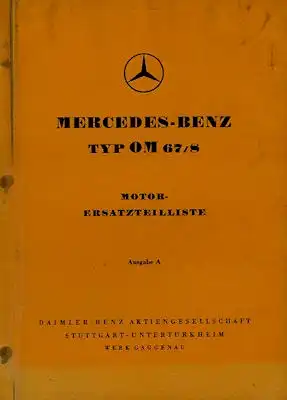 Mercedes-Benz OM 67/8 Ersatzteilliste 11.1954