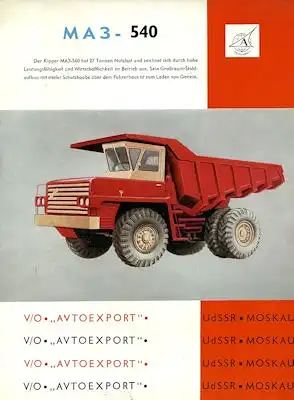 Avtoexport Lkw MAS-540 Prospekt 1970er Jahre