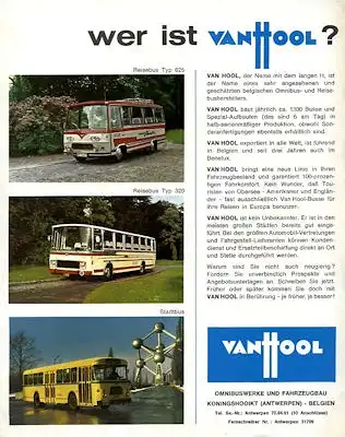 VanHool Busse und Anhänger Prospekt ca. 1970