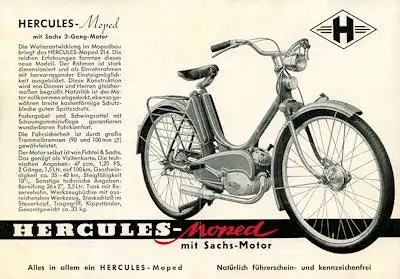 Hercules Moped 214 Prospekt 1953