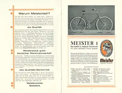 Meister Fahrrad Programm ca. 1930