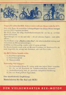 Rex Fahrradmotor Prospekt ca. 1951