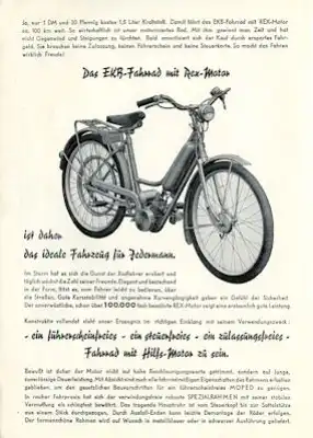 Rex EKB Fahrrad mit Hilfsmotor Prospekt 1953