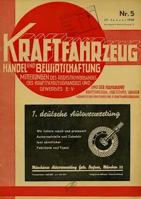 Kraftfahrzeug Handel u. Bewirtschaftung 1938 Heft 5