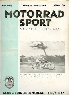 Motorrad Verkehr Sport und Technik 1930 Heft 50