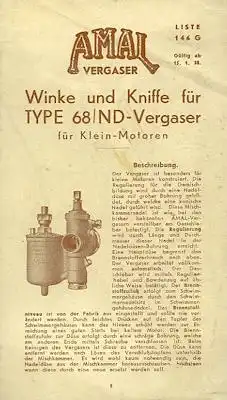 Amal Winke und Kniffe für Type 68/ND Vergaser 1938
