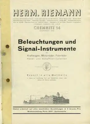 Riemann Katalog 1930er Jahre