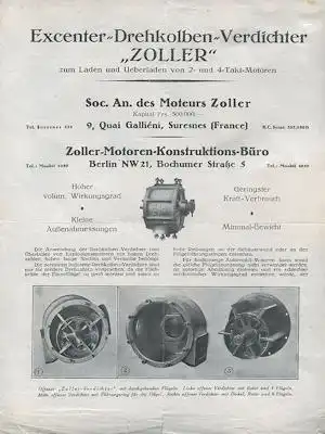 Zoller Kompressor Prospekt 1930er Jahre