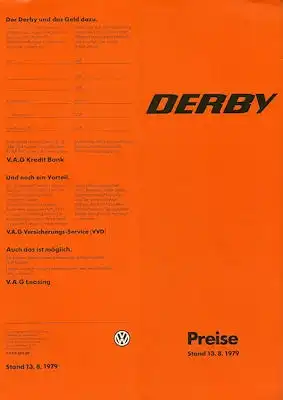 VW Derby Preisliste 8.1979