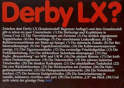 VW Derby 2 LX Prospekt ca. 1985