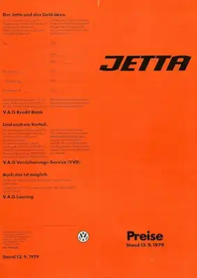 VW Jetta Preisliste 9.1979
