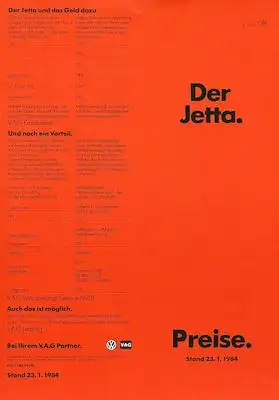 VW Jetta 2 Preisliste 1.1984