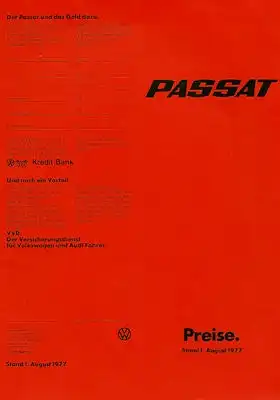 VW Passat Preisliste 8.1977