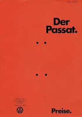 VW Passat Preisliste 8.1973