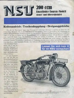 NSU 200 ccm Einzylinder Touren Modell 1929