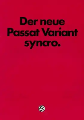 VW Passat B 2 Variant syncro Prospekt 8.1984