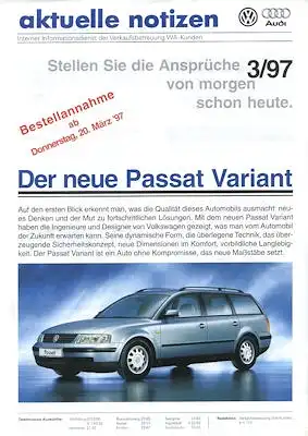 VW Passat B 5 Variant Prospekt 3.1997